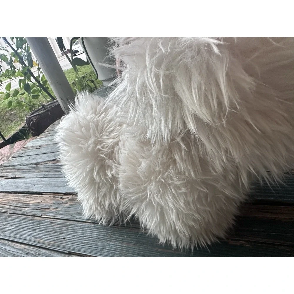 Pottery Barn: Luxe Faux Fur Dog with Antlers Shaped Plush Christmas
